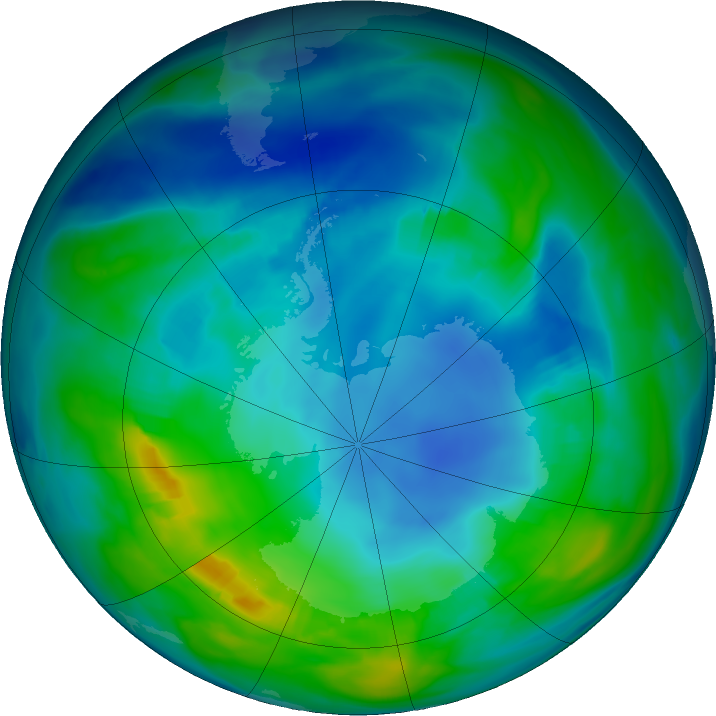 Antarctic ozone map for 08 May 2018